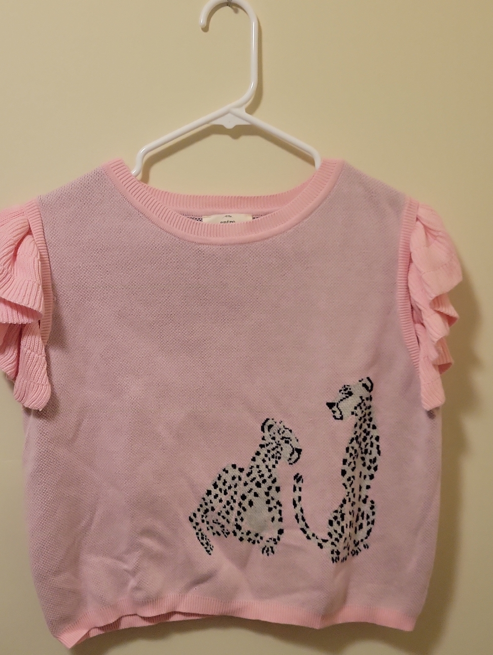 Fun Big Girls entro Pink Ruffle Sleeve Shirt with Leopard Duo